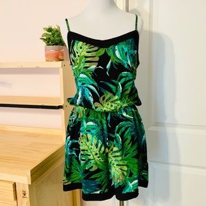 💥 5/$25 Green & Black Safari Leaf Print Romper